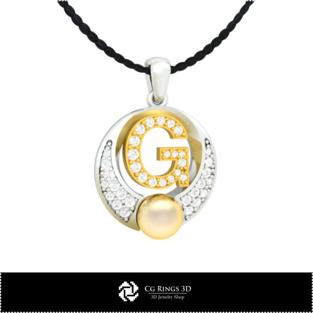 3D CAD Pearl Pendant with Letter G Home,  Jewelry 3D CAD, Pendants 3D CAD , 3D Letter Pendants, 3D Pearl Pendants