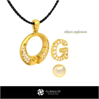 Pendentif perle 3D CAO avec lettre G Maison, Bijoux 3D CAO, Pendentifs 3D CAO, Pendentifs lettre 3D, Pendentifs perle 3D