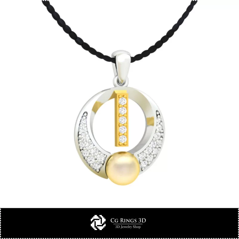 Pandantiv cu perlă 3D CAD cu litera I