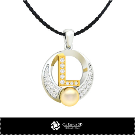3D CAD Pearl Pendant with Letter L