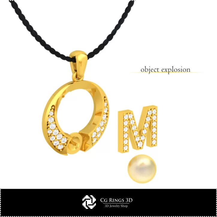 3D CAD Pearl Pendant with Letter M