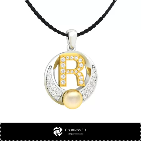 3D CAD Pearl Pendant with Letter R