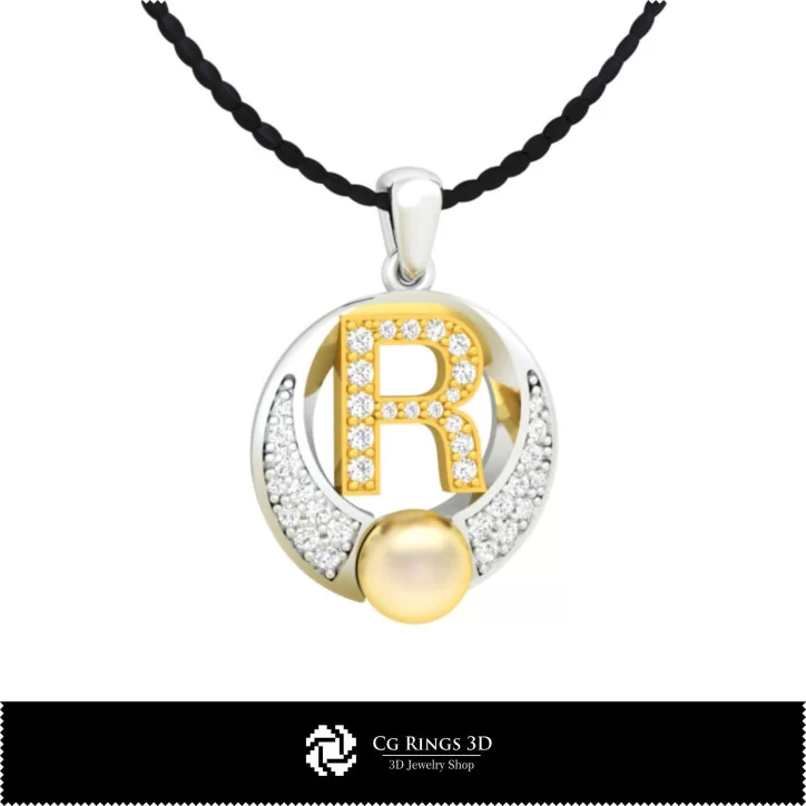 3D CAD Pearl Pendant with Letter R