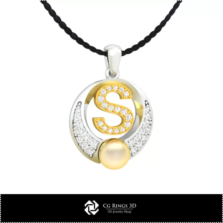 Pendentif perle 3D CAO avec la lettre S Pendentif perle 3D CAO avec la lettre S