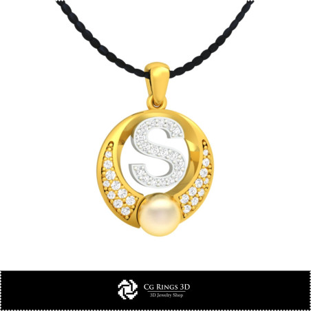 3D CAD Pearl Pendant with Letter S