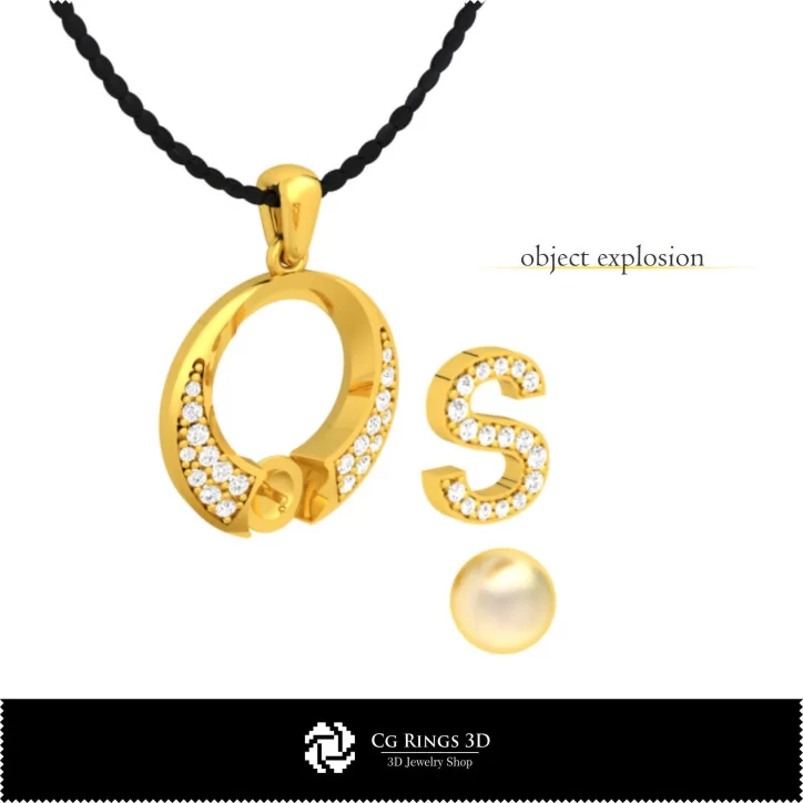 3D CAD Pearl Pendant with Letter S