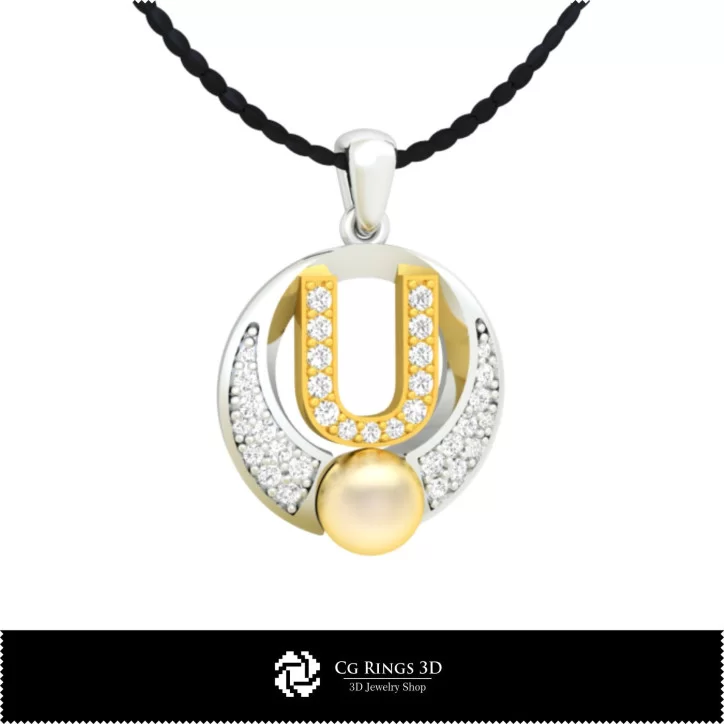 3D CAD Pearl Pendant with Letter U