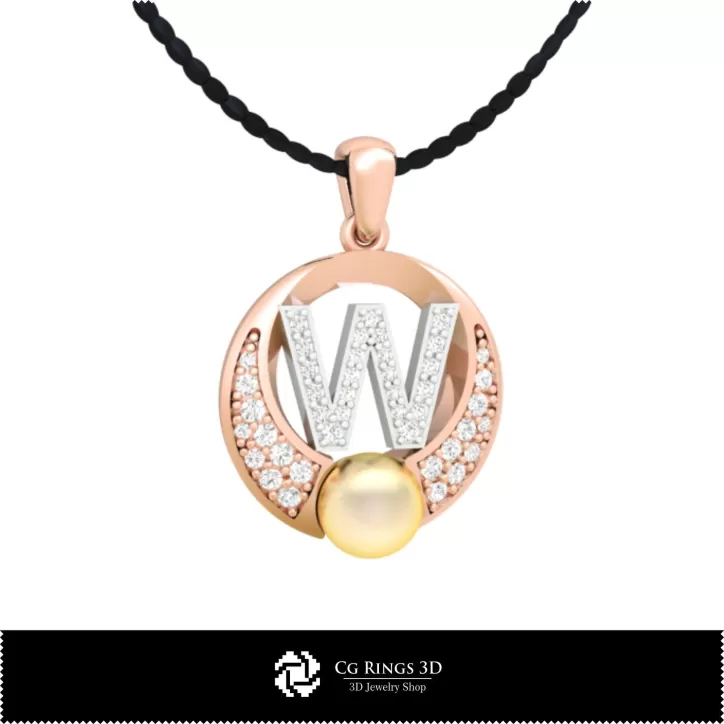 Pendentif perle 3D CAO avec lettre W