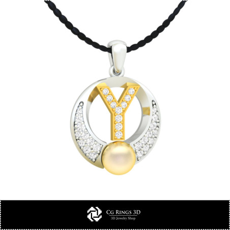 3D CAD Pearl Pendant with Letter Y