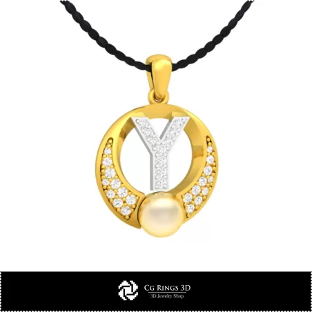Colgante de Perla 3D CAD con Letra Y