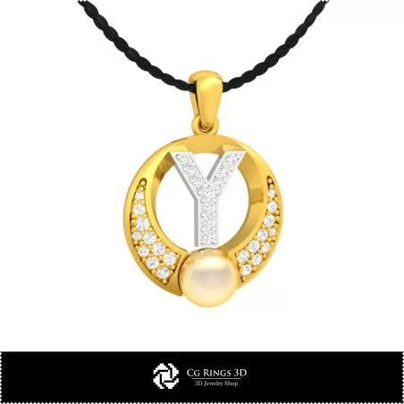 Colgante de Perla 3D CAD con Letra Y