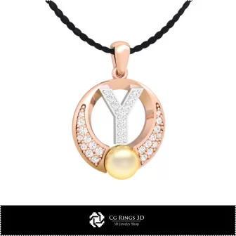 Pendentif perle 3D CAO avec lettre Y Maison, Bijoux 3D CAO, Pendentifs 3D CAO, Pendentifs lettre 3D, Pendentifs perle 3D