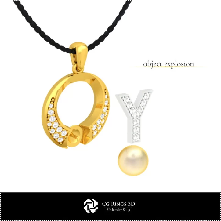 3D CAD Pearl Pendant with Letter Y