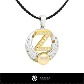 Pendentif perle 3D CAO avec lettre Z Maison, Bijoux CAO 3D, Pendentifs CAO 3D, Pendentifs lettre 3D, Pendentifs perle 3D