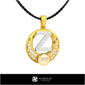 3D CAD Pearl Pendant with Letter Z