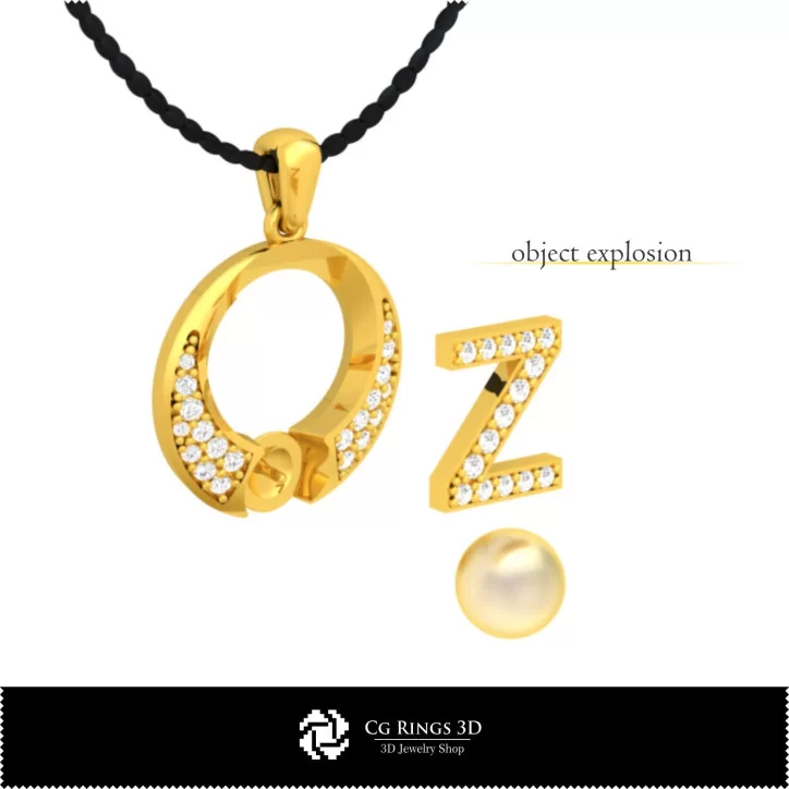 3D CAD Pearl Pendant with Letter Z