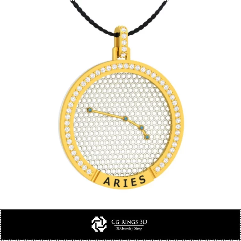 3D CAD Aries Zodiac Constellation Pendant Home, Jewelry 3D CAD, Pendants 3D CAD , 3D Zodiac Pendants