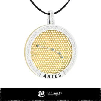 3D CAD Aries Zodiac Constellation Pendant Home, Bijoux 3D CAO, Pendentifs 3D CAO, Pendentifs du Zodiaque 3D