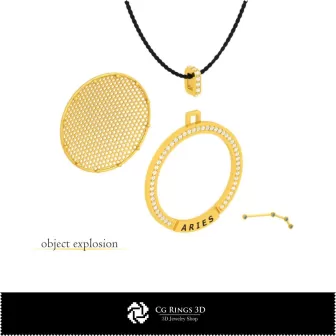 3D-CAD Widder Sternbild Anhänger Zuhause, Schmuck 3D-CAD, Anhänger 3D-CAD, 3D-Zodiac-Anhänger