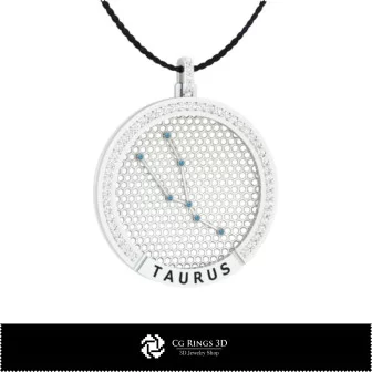 Pendentif Constellation du Taureau Zodiac 3D CAO pour la maison, Bijoux 3D CAO, Pendentifs 3D CAO, Pendentifs du Zodiaque 3D