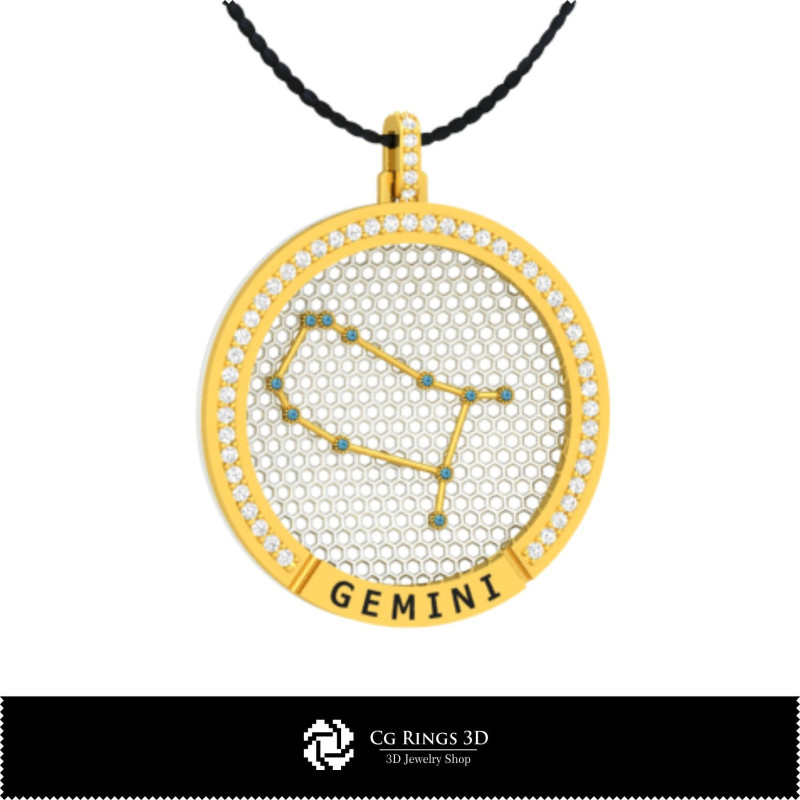 3D CAD Gemini Zodiac Constellation Pendant