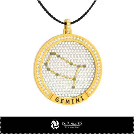 3D CAD Gemini Zodiac Constellation Pendant Home, Bijoux 3D CAO, Pendentifs 3D CAO, Pendentifs du Zodiaque 3D