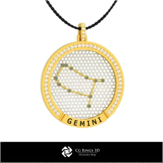Ciondolo Costellazione Zodiacale Gemini in CAD 3D Home, Gioielleria CAD 3D, Ciondoli CAD 3D, Ciondoli Zodiacali 3D