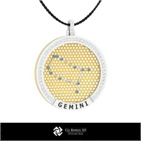 3D CAD Gemini Zodiac Constellation Pendant