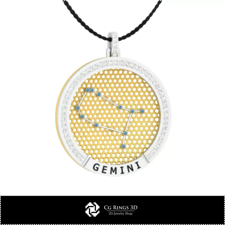 Colgante constelación Géminis Zodíaco CAD 3D Colgante constelación Géminis Zodíaco CAD 3D