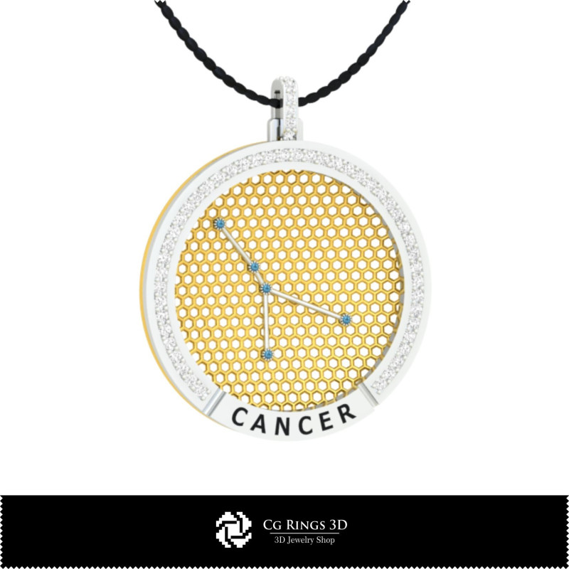 3D CAD Cancer Zodiac Constellation Pendant