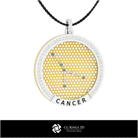 3D CAD Cancer Zodiac Constellation Pendant Home, Bijoux 3D CAO, Pendentifs 3D CAO, Pendentifs du Zodiaque 3D