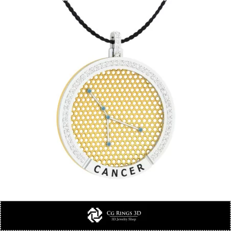 3D CAD Cancer Zodiac Constellation Pendant Home, Bijoux 3D CAO, Pendentifs 3D CAO, Pendentifs du Zodiaque 3D