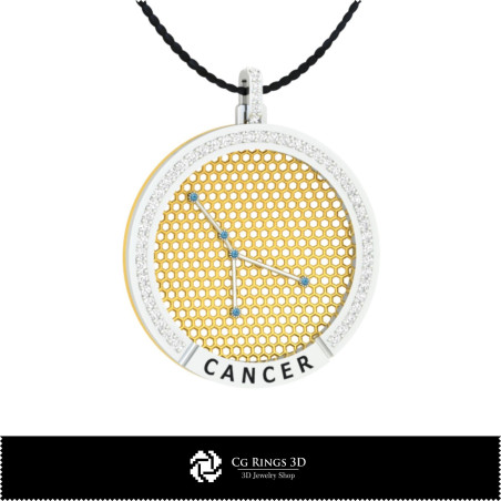 3D CAD Cancer Zodiac Constellation Pendant
