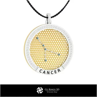Pendentif Constellation du Cancer en DAO 3D pour la Maison, Bijoux DAO 3D, Pendentifs DAO 3D, Pendentifs du Zodiaque 3D