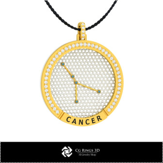 3D CAD Cancer Zodiac Constellation Pendant Home, Bijoux 3D CAO, Pendentifs 3D CAO, Pendentifs du Zodiaque 3D