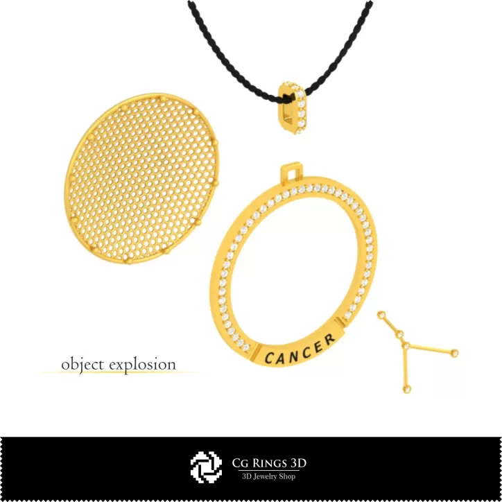 Ciondolo Costellazione Zodiaco Cancro 3D CAD Ciondolo Costellazione Zodiaco Cancro 3D CAD