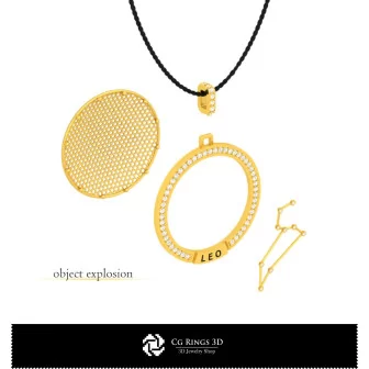 Pendente Costellazione Leone 3D CAD Casa, Gioielli 3D CAD, Pendenti 3D CAD, Pendenti Zodiacali 3D