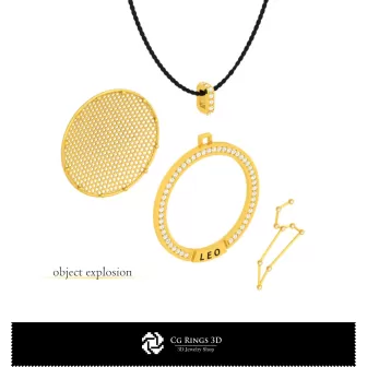 Pandantiv Constellation Leu 3D CAD pentru uz casnic, Bijuterii 3D CAD, Pandantive 3D CAD, Pandantive Zodiacale 3D