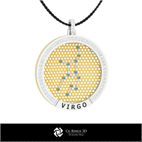 3D CAD Virgo Zodiac Constellation Pendant Home, Bijoux 3D CAO, Pendentifs 3D CAO, Pendentifs du Zodiaque 3D