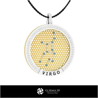 Pendentif Constellation Vierge Zodiac 3D CAO Maison, Bijoux 3D CAO, Pendentifs 3D CAO, Pendentifs Zodiaque 3D