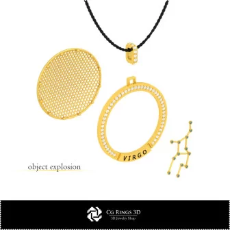 3D CAD Virgo Zodiac Constellation Pendant Home, Jewelry 3D CAD, Pendants 3D CAD , 3D Zodiac Pendants