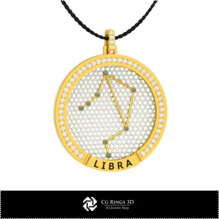 Pendentif Constellation Zodiaque Balance 3D CAO