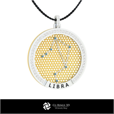 3D CAD Libra Zodiac Constellation Pendant