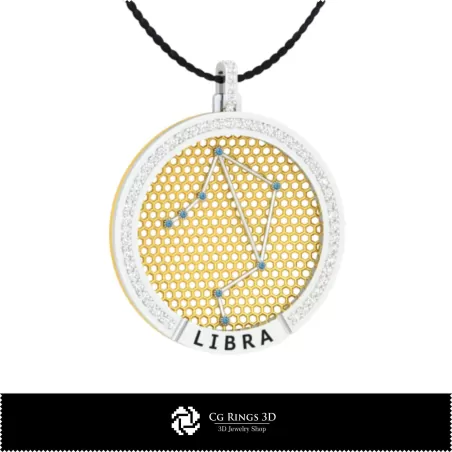 Pendentif Constellation Zodiaque Balance 3D CAO