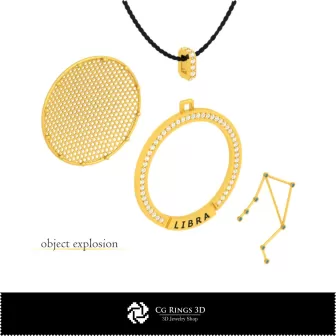 Ciondolo Costellazione Zodiacale 3D CAD, Casa, Gioielleria 3D CAD, Ciondoli 3D CAD, Ciondoli Zodiacali 3D