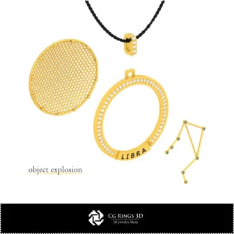Ciondolo Costellazione Zodiacale 3D CAD, Casa, Gioielleria 3D CAD, Ciondoli 3D CAD, Ciondoli Zodiacali 3D