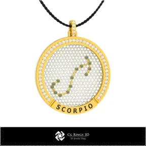 3D CAD Scorpio Zodiac Constellation Pendant Home, Jewelry 3D CAD, Pendants 3D CAD , 3D Zodiac Pendants