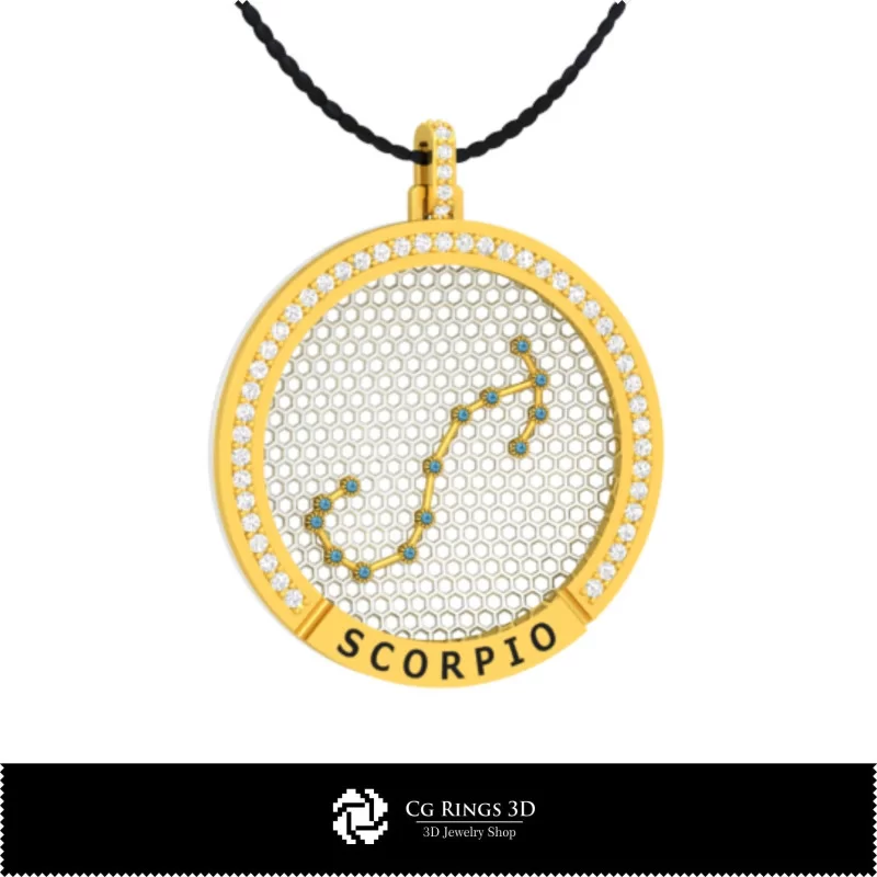 3D CAD Scorpio Zodiac Constellation Pendant Home, Bijuterii 3D , Pandative 3D CAD, Pandativ cu Zodii 3D