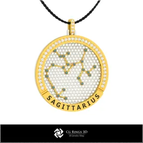 3D CAD Sagittarius Zodiac Constellation Pendant Home, Bijoux 3D CAO, Pendentifs 3D CAO, Pendentifs du Zodiaque 3D