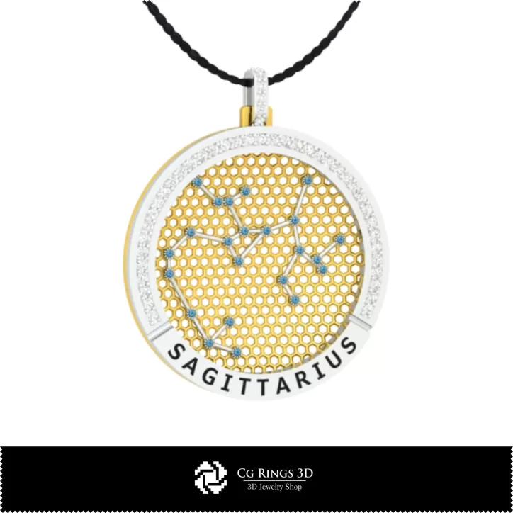 Pendentif Constellation du Zodiaque Sagittaire CAO 3D